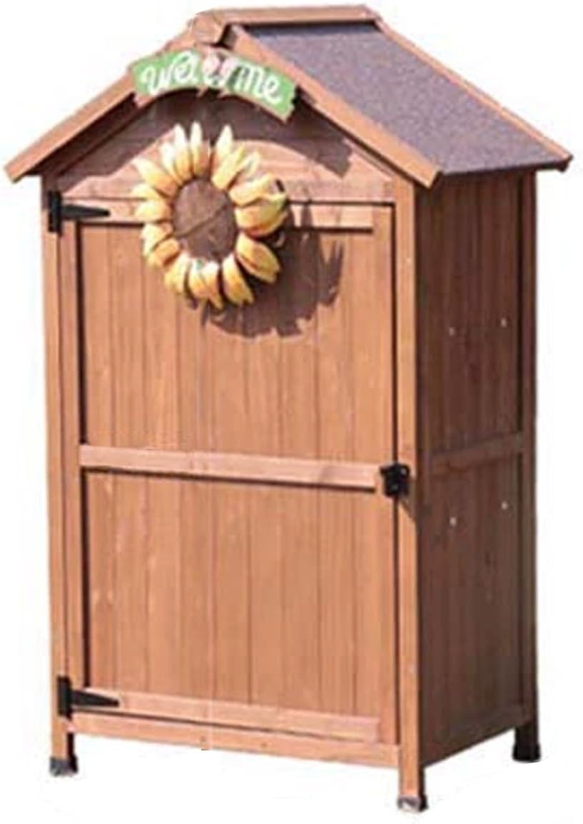 Outdoor Storage Cabinet Waterproof Standing with Adjustable Feet Asphalt Roof, Package Delivery Boxes for Outside 3 Colors Available(Brown)