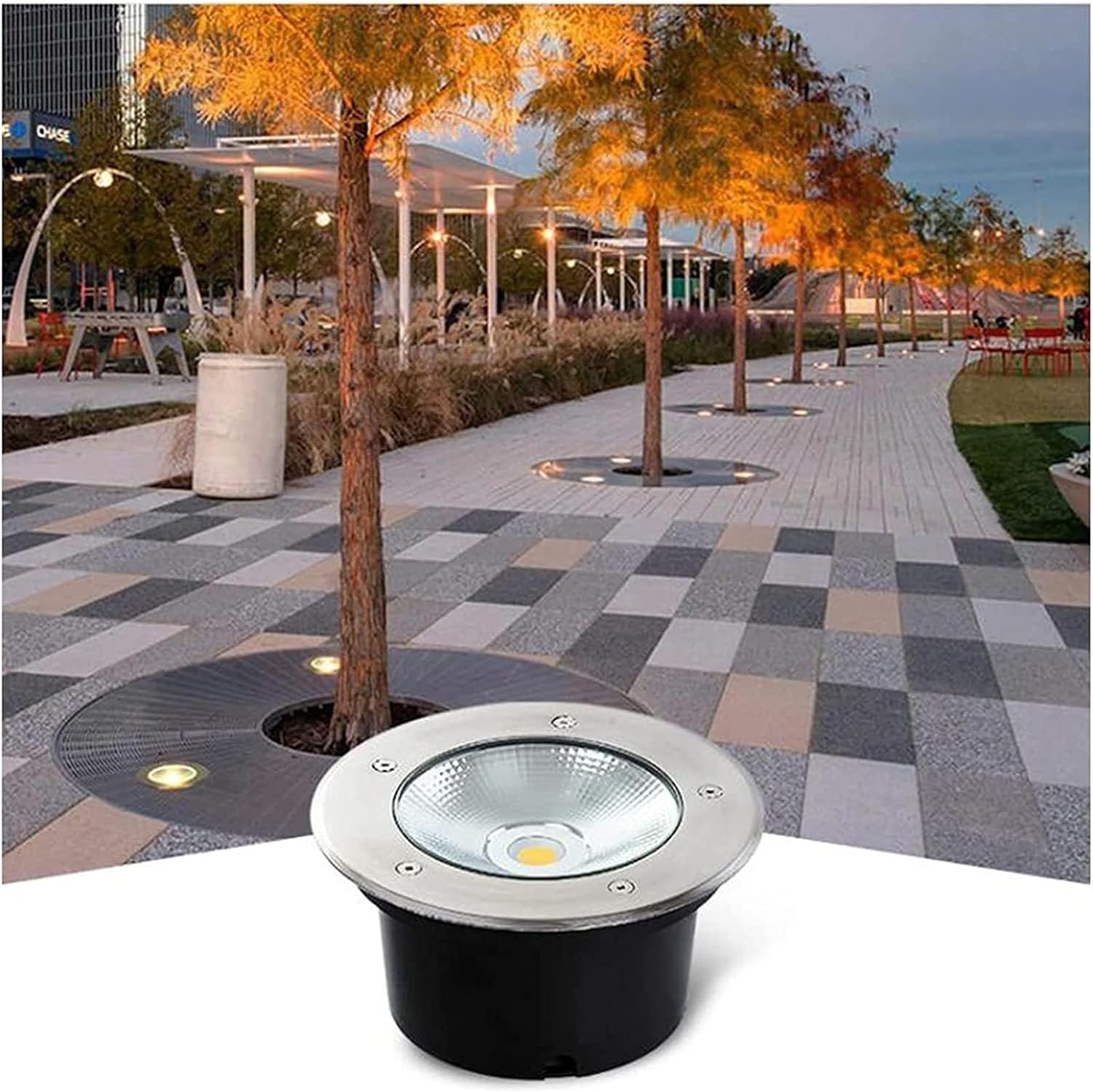 Ground LED Landscape Lights - 12V Outdoor Buried Lights, IP67 Water Proof Round LED Landscape Light, Outdoor Recessed Buried Light, for Terrace, Courtyard, Porch, Path(Cold White,20W-12V)
