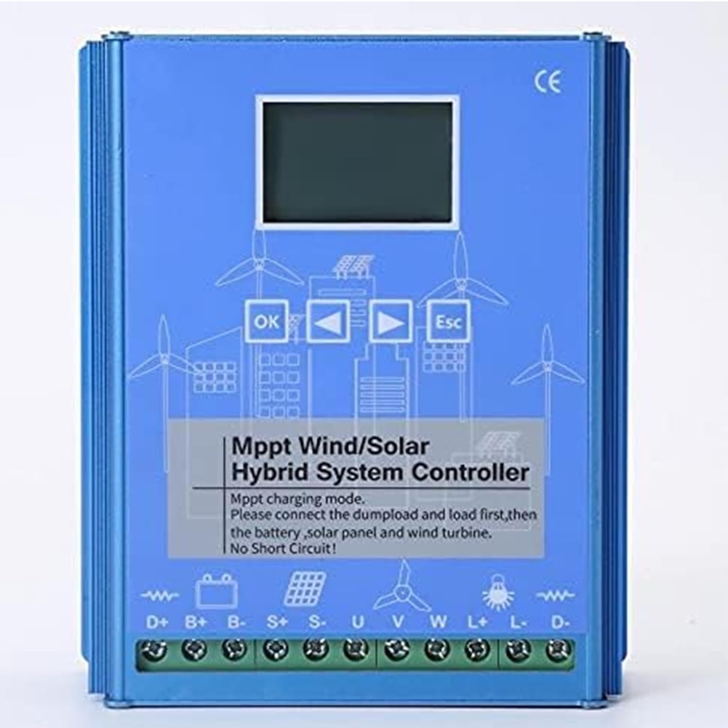 2000W-4000W MPPT Solar Charge Controller, 12V 24V 48V Wind Solar Hybrid Charge Controller for Wind Solar Complementary System for Home Boat Street Light,48V