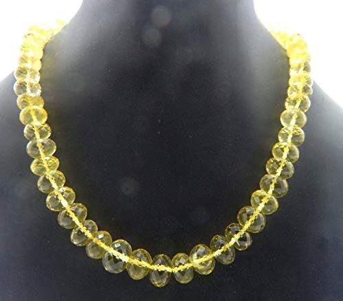 lemon quartz german cutting rondelle beads 18'' 8-11mm