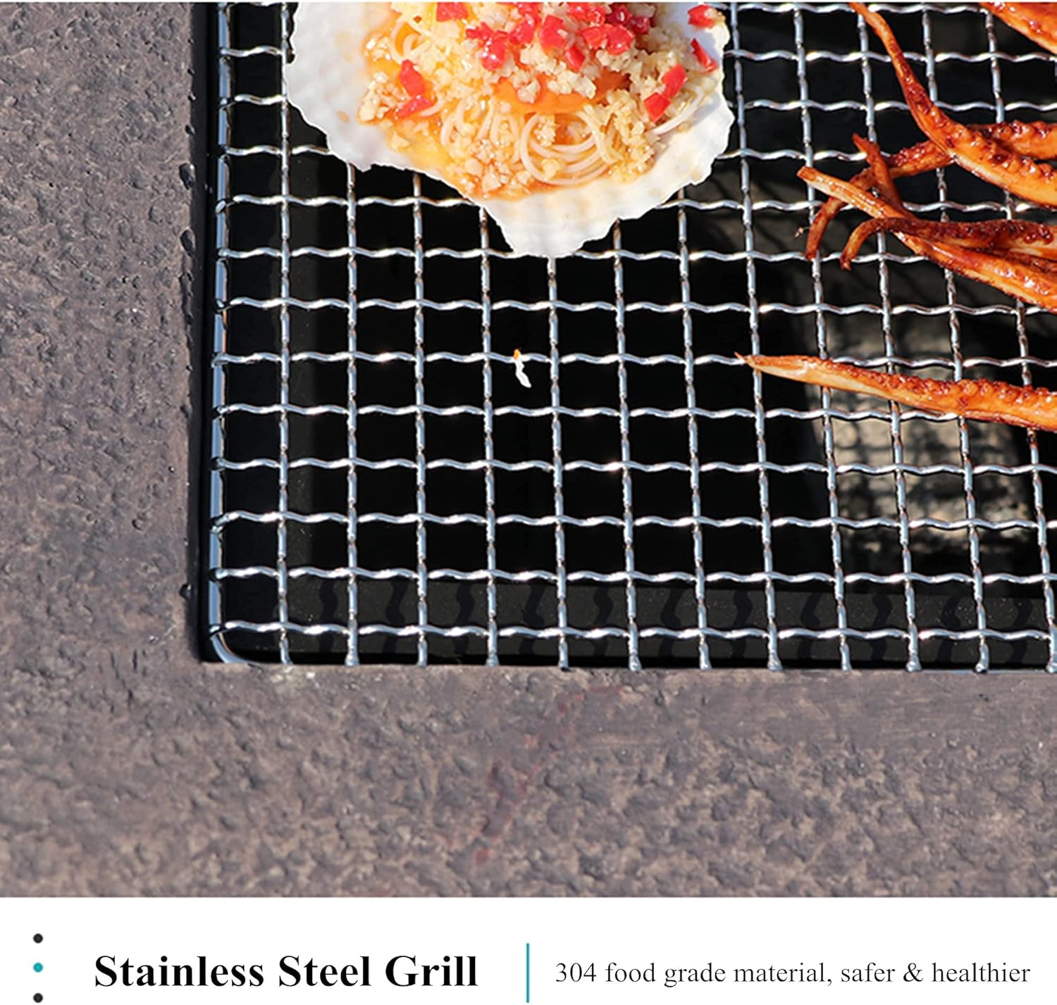 Outdoor Fire Pit Table, Square Fireplace Table w/Spark Screen, Fireplace Poker, Grate, Firepits Table w/Tabletop Lid, for Outside Patio Garden Backyard