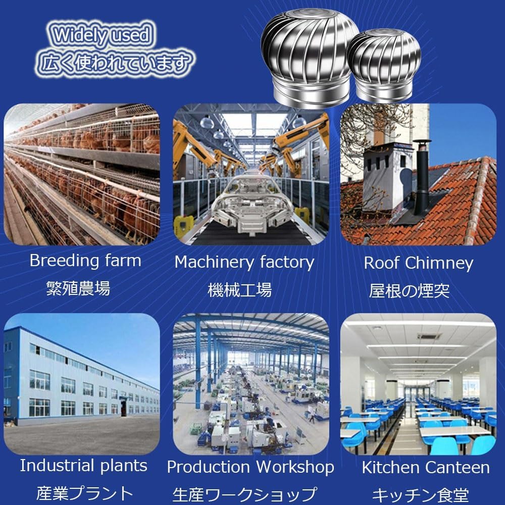 Chimney Rotating Ventilator Cap No Power Roof Wind Turbines 304 Stainless Steel Zero Consumption Rotating Attic Fan 3.9-19.7inch