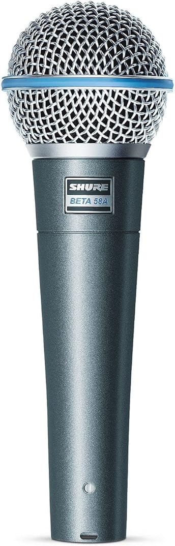 Shure BETA 58A Vocal Microphone - Single Element Supercardioid Dynamic Mic for Stage and Studio, Includes A25D Adjustable Stand Adapter, 5/8” to 3/8” (Euro) Thread Adapter and Storage Bag