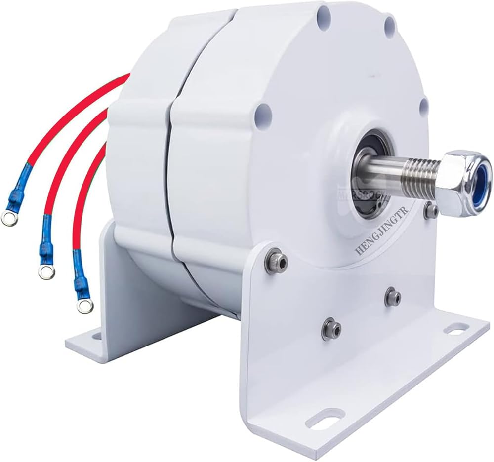 12000W 110V/220V 3 Phase Gearless Permanent Magnet AC Alternators for Wind Water Turbine Diesel Engine for Wind Turbine Water Turbine(White,with Base)