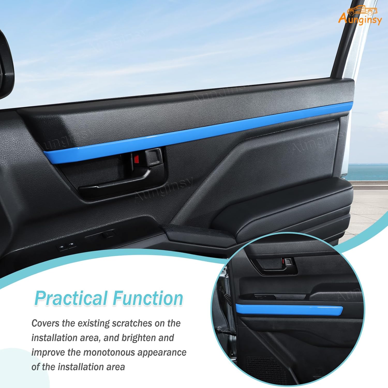 Car Inner Door Panel Trim Strips Kit Compatible with Toyota Tacoma 2024-2026, Front & Rear Door Handle Armrest Side Panel Molding Decorative Cover Protector Accessories, Fit Without TRD Logo Version