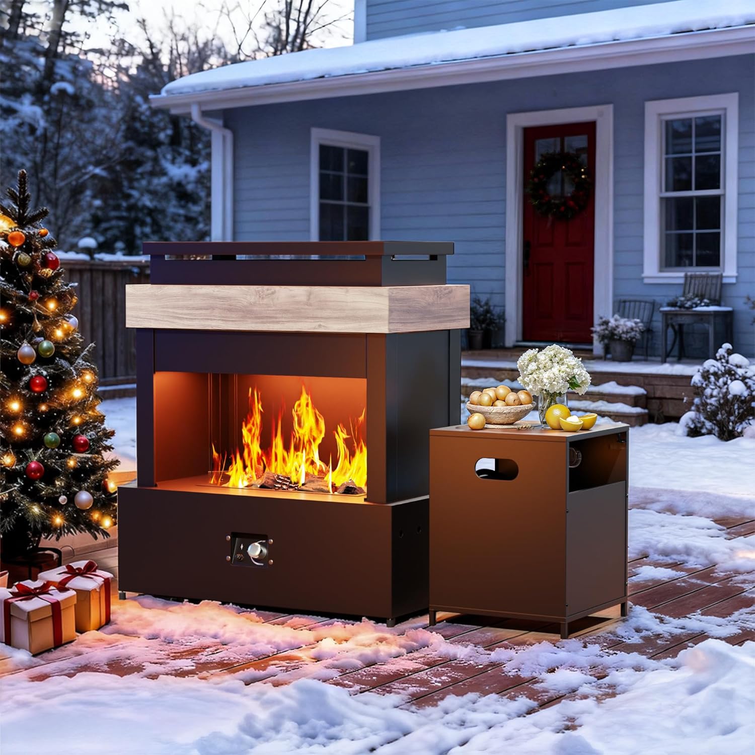50,000 BTU Outdoor Propane Fireplace, 35