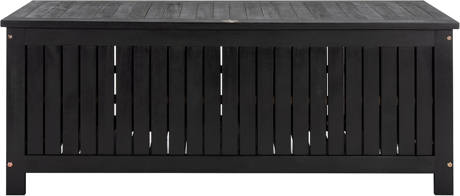SAFAVIEH Outdoor Collection Abri Black 48-inch Long Cushion Box