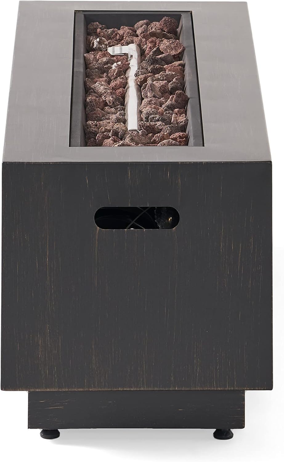 Propane Fire Pit Table, 40 Inch Rectangular 50,000 BTU Outdoor & Indoor, Portable Iron Gas Fire Pits for Patio Backyard Garden, No Assembly, Only Table (Not Included Propane & Cover) - Dark Grey