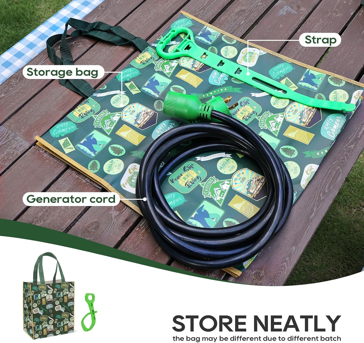 RVGUARD 4 Prong 30 Amp 40 Foot Generator Extension Cord, NEMA L14-30P/L14-30R, 125/250V Up to 7500W 10 Gauge SJTW Cord with Organizer, ETL Listed