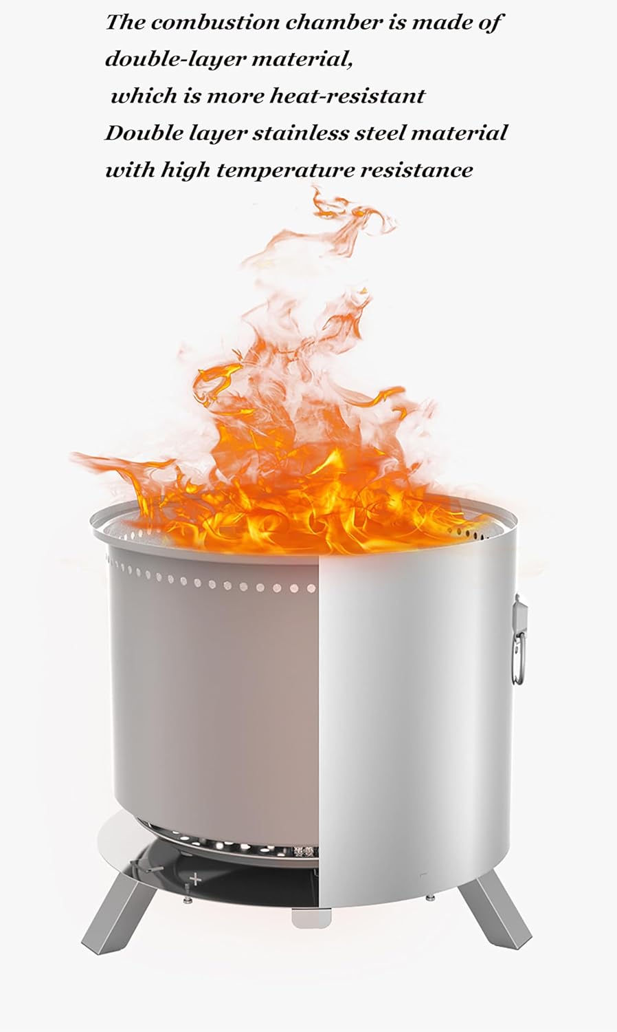 18 Inch Smokeless Fire Pit, Smoke Portable Firepits,Wood Burning Portable Stainless Steel Outdoor Firepit for Camping Party,Backyard,Garden