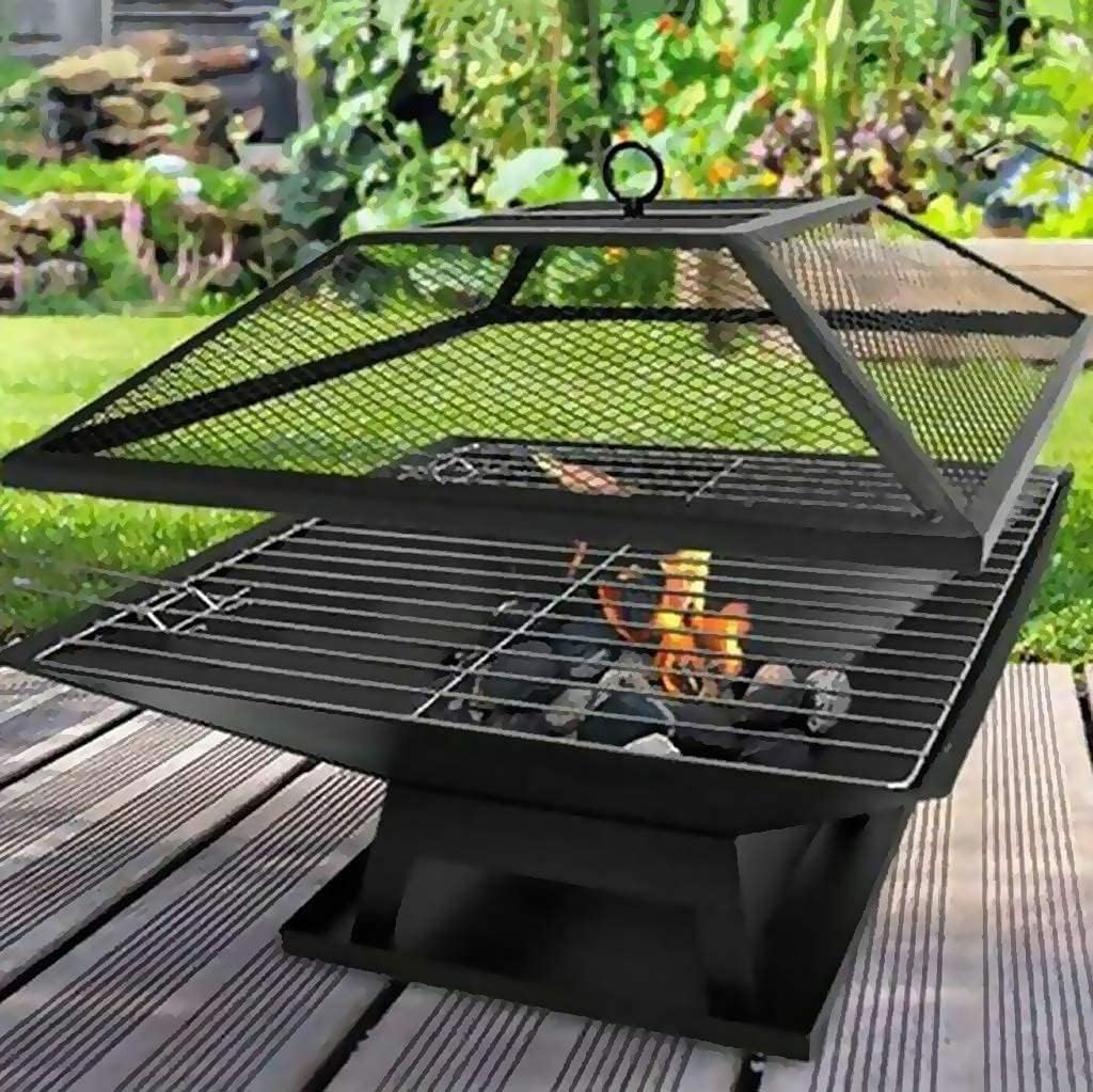 Garden Fire Pit Grill Bowl Grill Barbecue Rack Outdoor Fire Pit BBQ Grill Brazier Portable Table Stove Backyard Garden Camping Barbecue Party for Family
