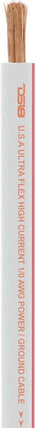 DS18 Hydro MOFC0GA25P Marine Wire 0 Gauge 25 ft Tinned 100% OFC Oxygen-Free Copper Marine Grade White/Red Amplifier Amp Power/Ground Cable 25 Feet UltraFlex