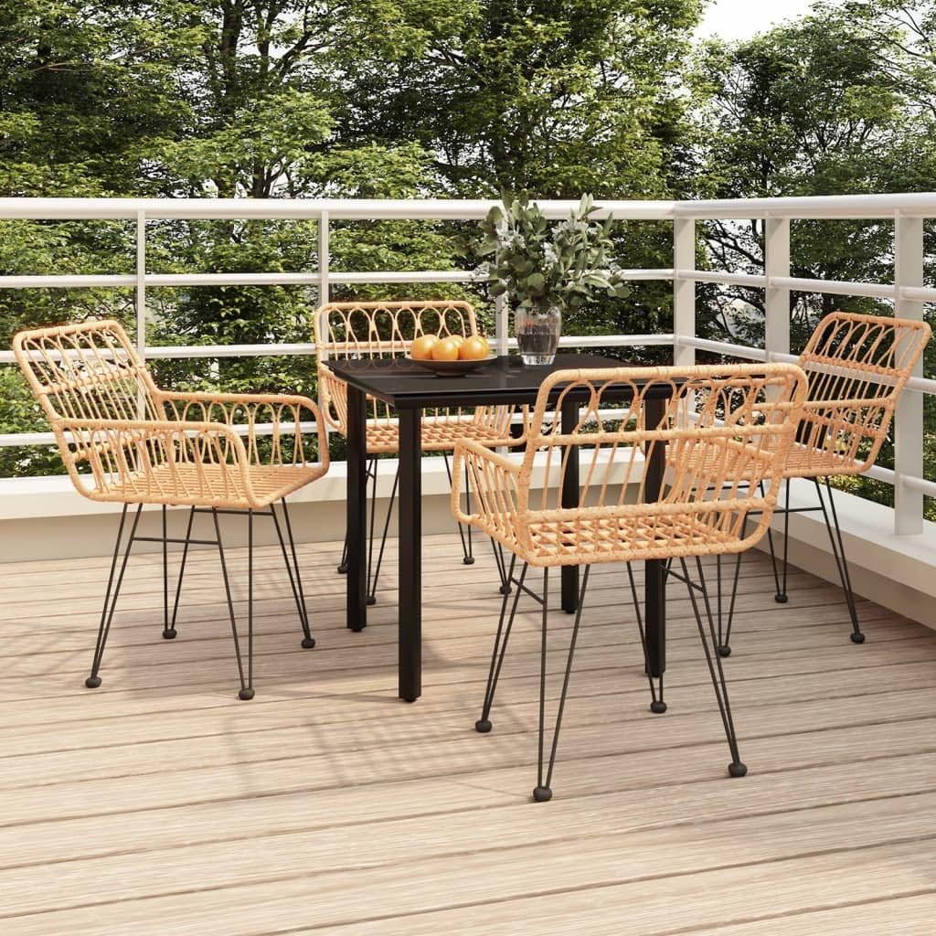5 Piece Patio Dining Set Poly Rattan,Stylish Patio Dining Set: Weather Resistant PE Rattan for Outdoor Appeal Patio Furniture Sets, Outdoor Furniture Sets