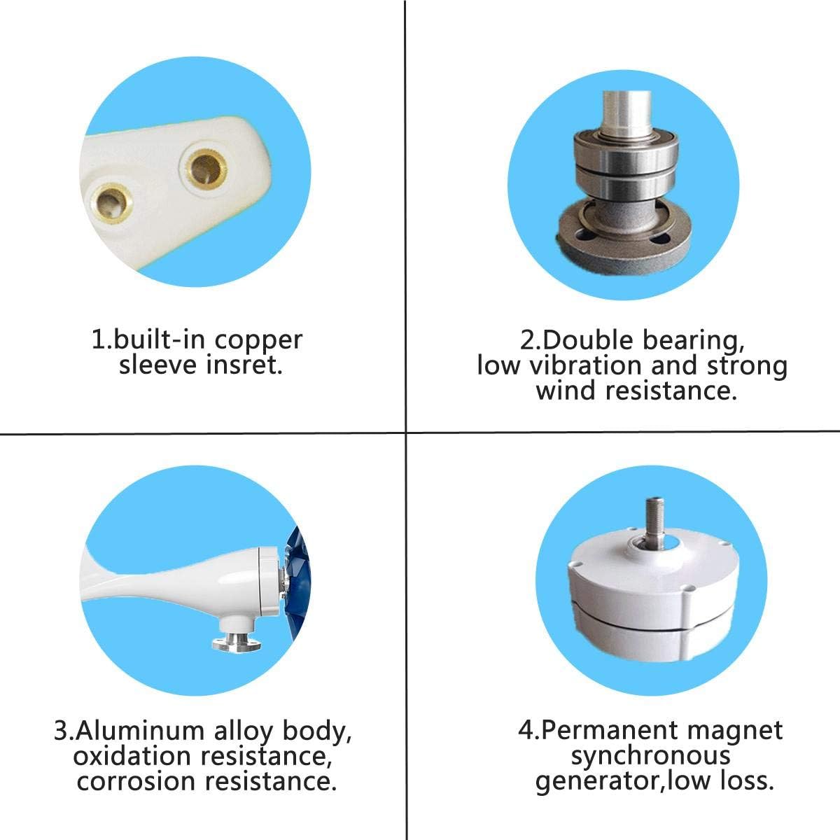 8000W Wind Turbines Generator 12V/24V 5 Blades Horizontal Wind Generator with Controller Windmill Energy Turbines Charge,12v