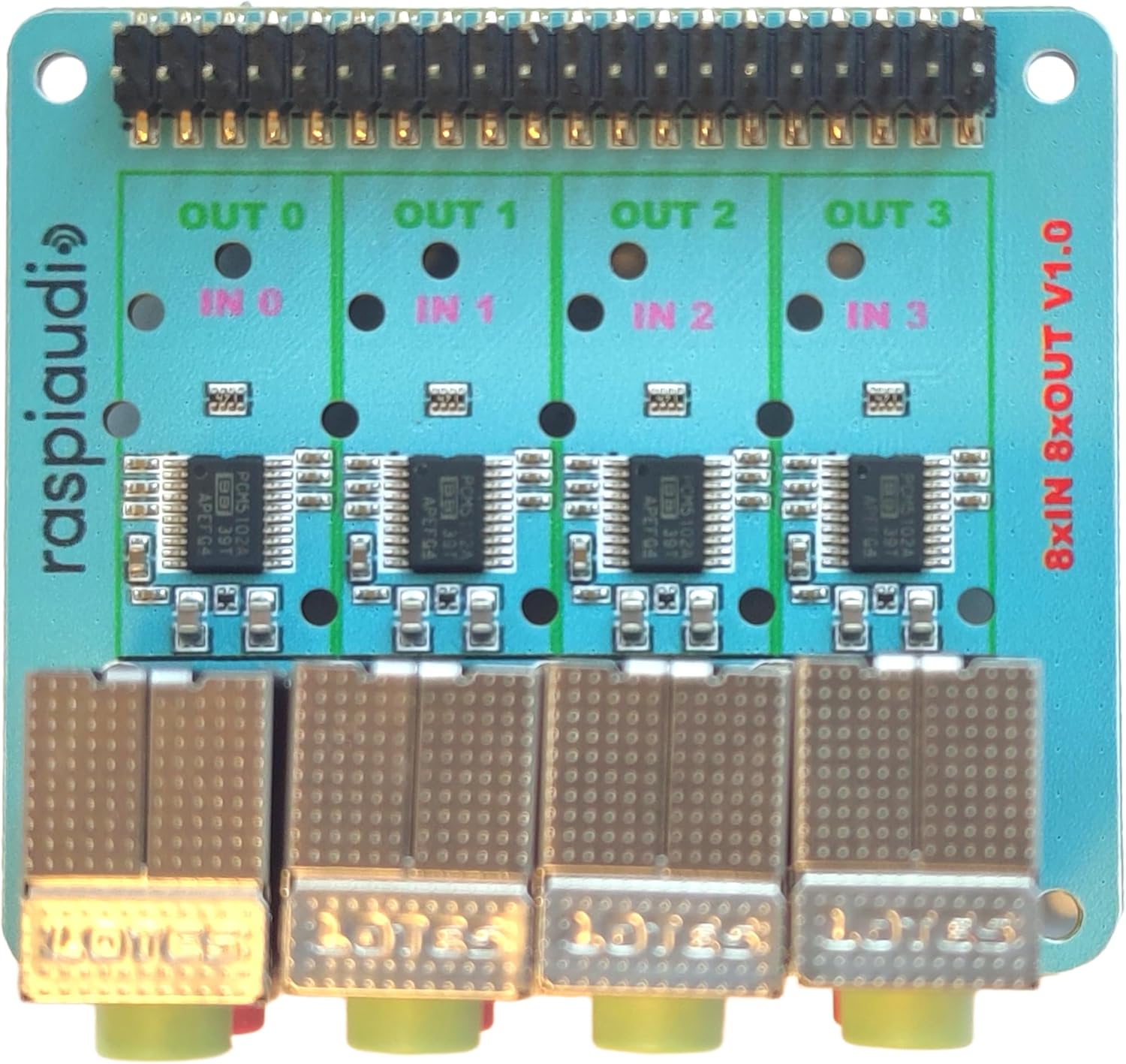 RASPIAUDIO 8xIN + 8xOUT Audio DAC Hat Sound Card for Raspberry PI5 only