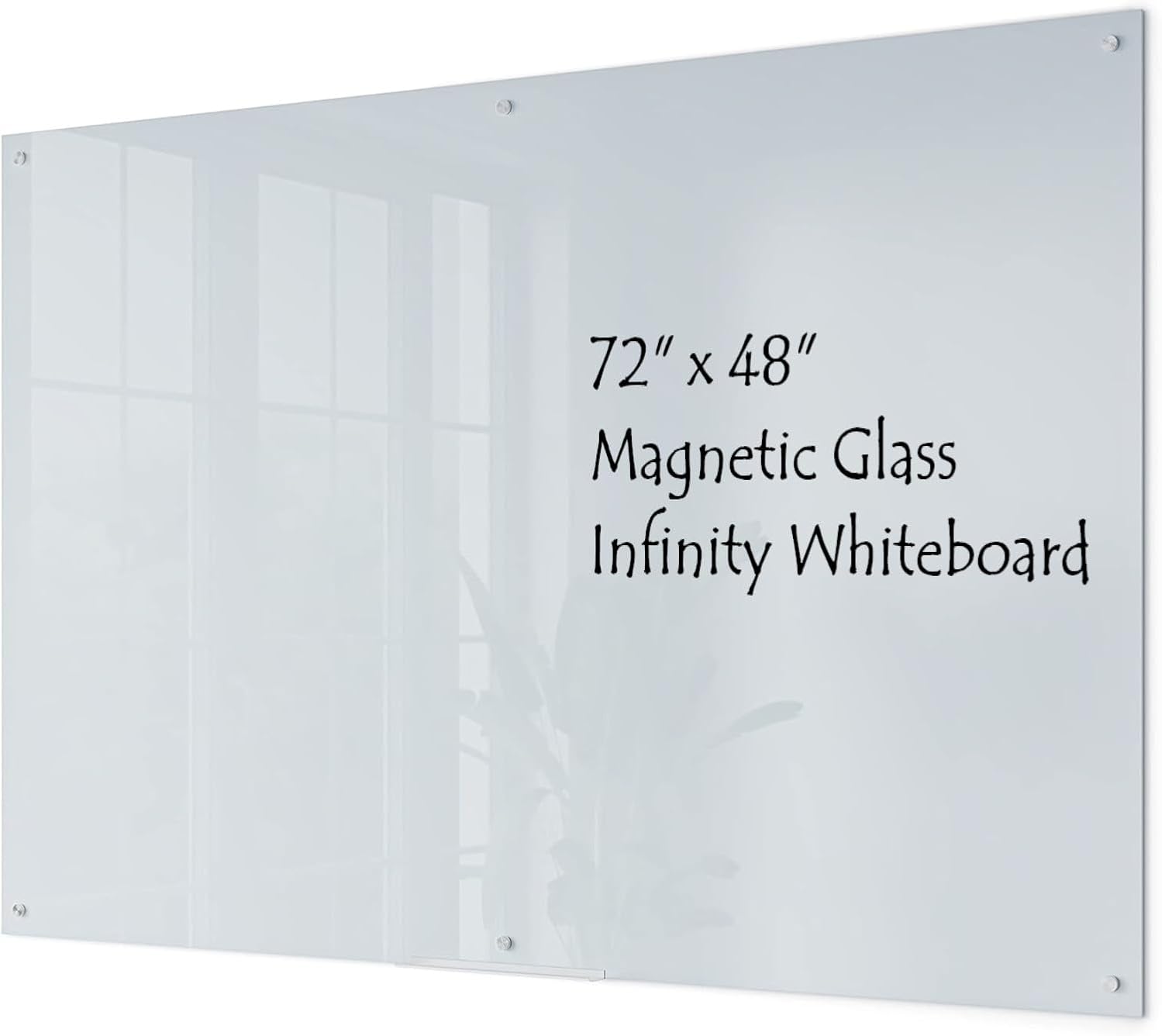 U Brands Magnetic Glass Dry Erase Board, 6' x 4', Infinity Frameless Mounting, White Surface, Accessory Tray, White (72