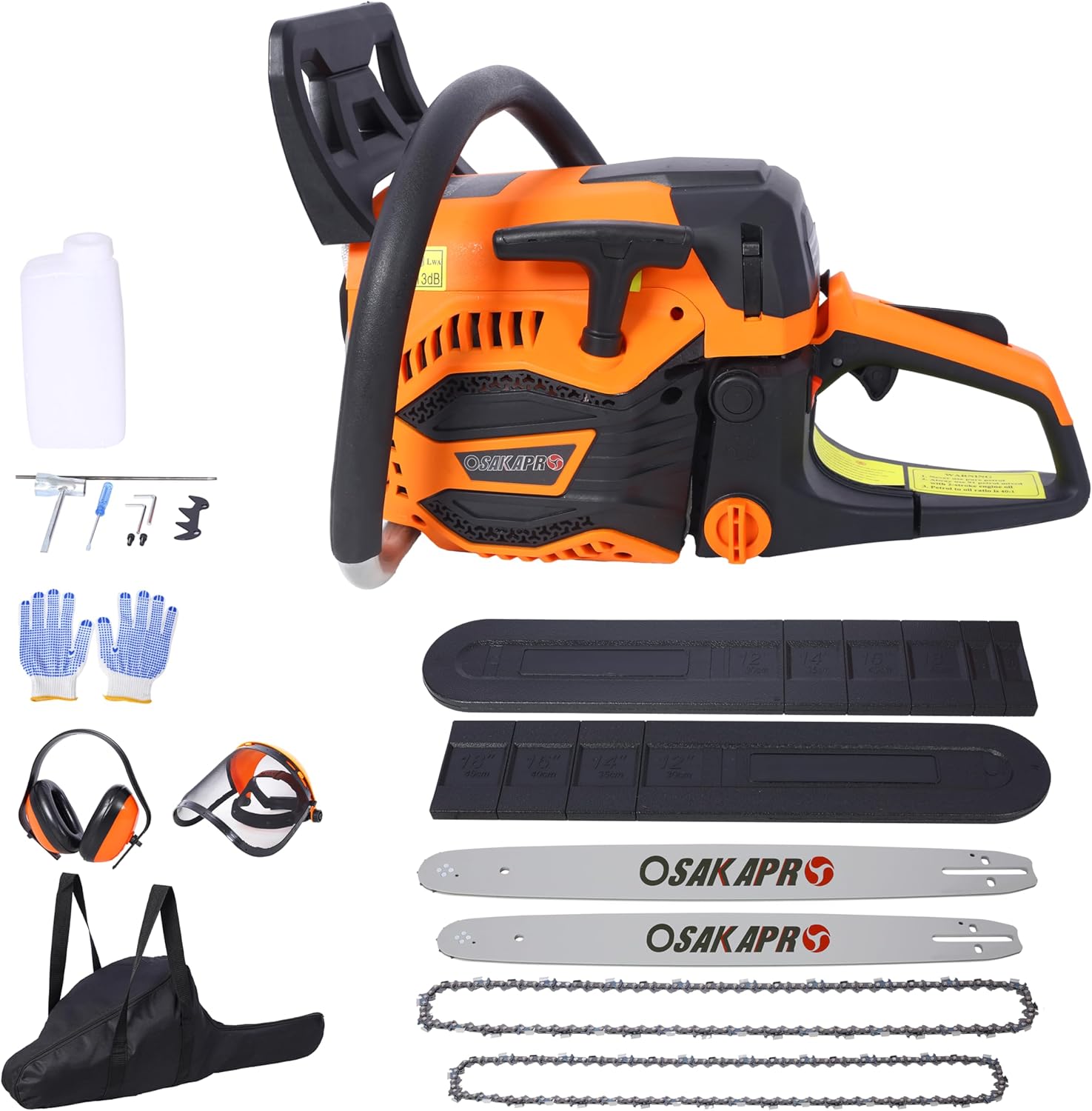 62CC Gas Powered Chainsaw, 2-Cycle Petrol Handheld Cordless Chain Saw, Gasoline Gas Chainsaws for Tree Wood Cutting, EPA compliant (18