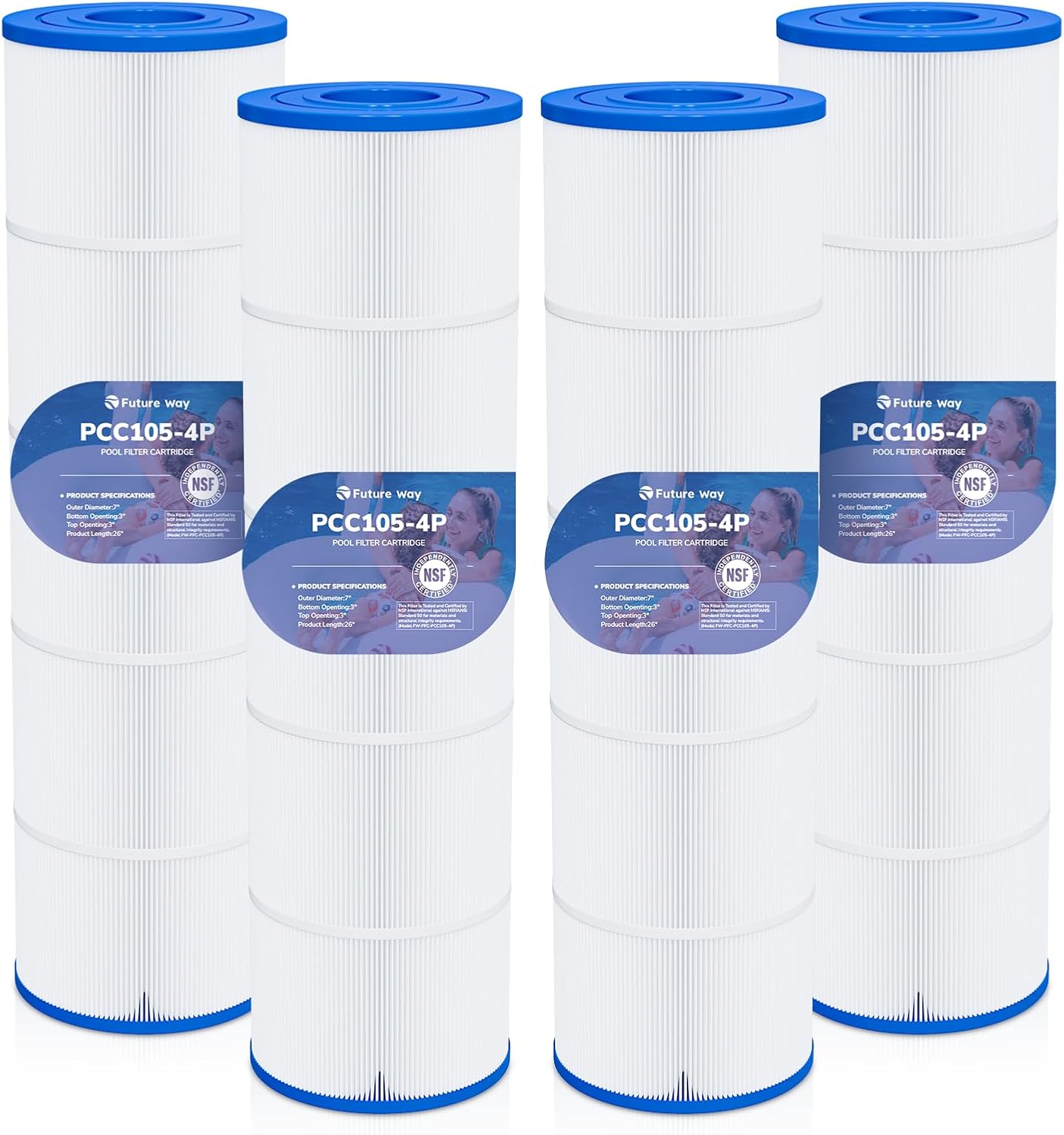Future Way CCP420 Pool Filter Cartridges Replacement for Pentair Clean & Clear Plus 420, Replace Pentair R173576, Pleatco PCC105-PAK4, 420 sq.ft, 4-Pack