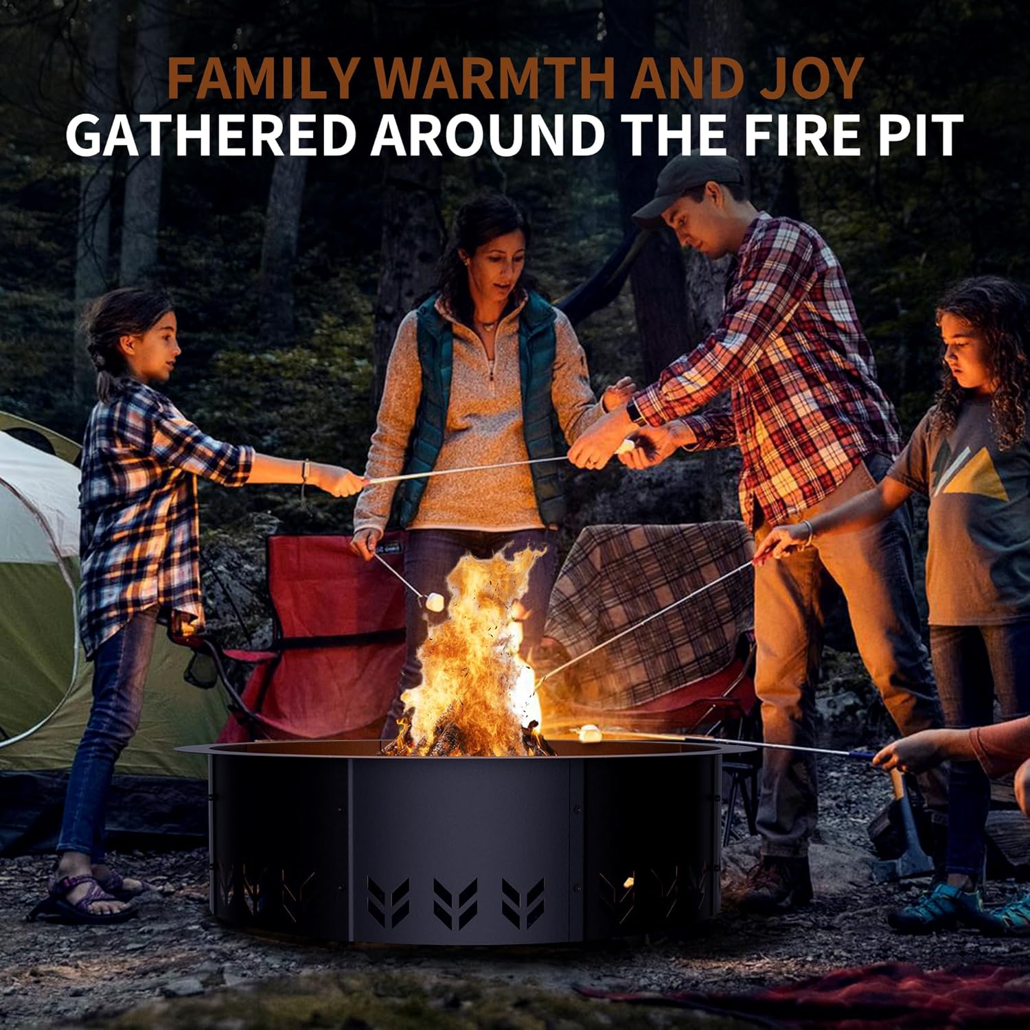 Outdoor Smokeless Fire Pit Ring Insert,30 Inch Inner|36 Inch Outer Diameter, Heavy Duty Metal Round Fire Ring for Outside Wood Burning, Black