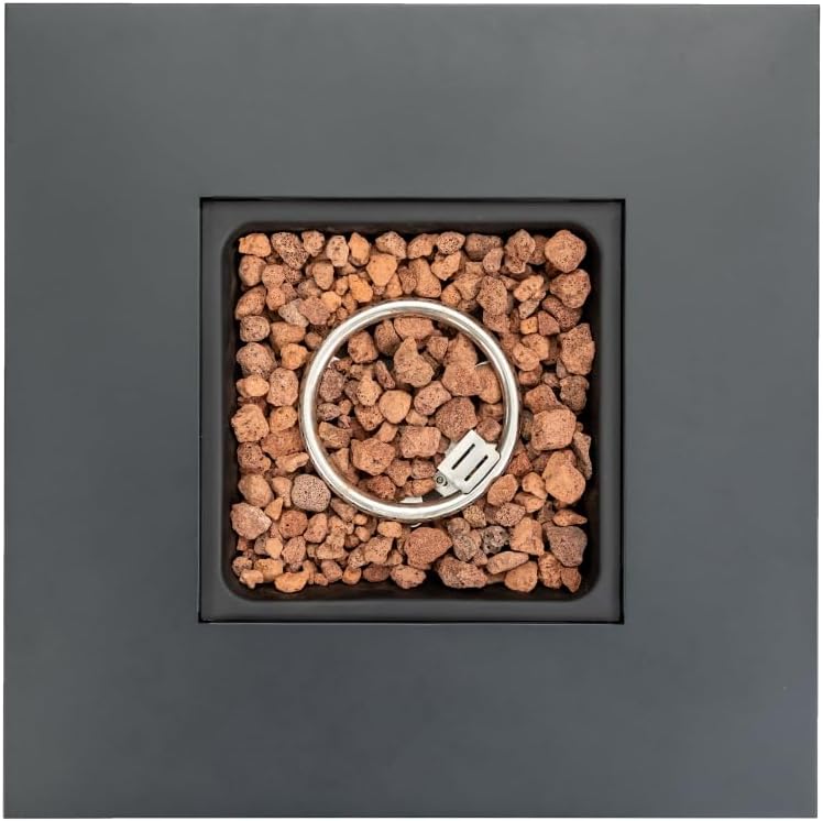 28 Inch Square Propane Fire Pit Table with Lava Rocks and Rain Cover - Steel Outdoor Firepit for Patio, Deck, or Garden