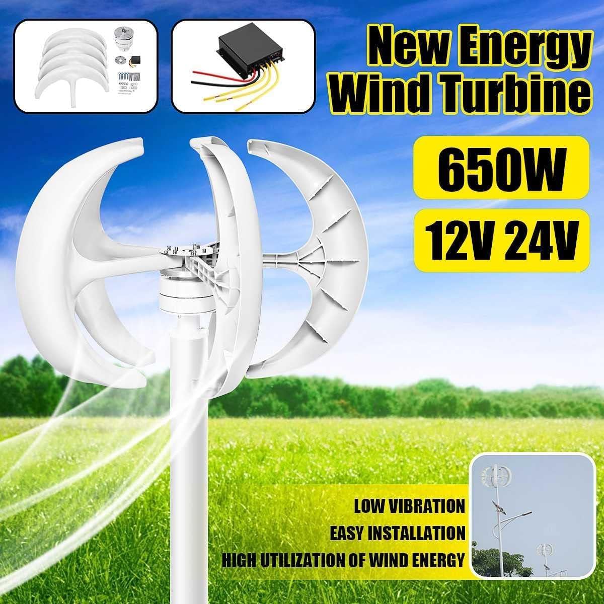 CHRISK 9000W Vertical Wind Power Generators Set,12V/24V/48V/220V 5 Blades Wind Turbine Generator Set for Household Gardens