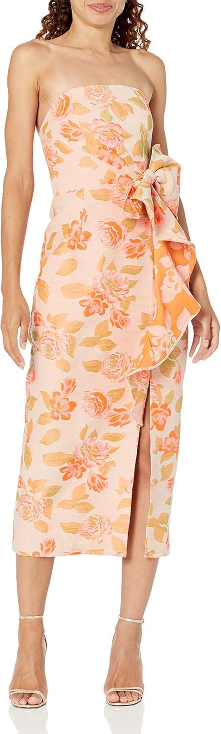 Shoshanna Women's Merlin Strapless Floral Jacquard Sheath Midi Dress