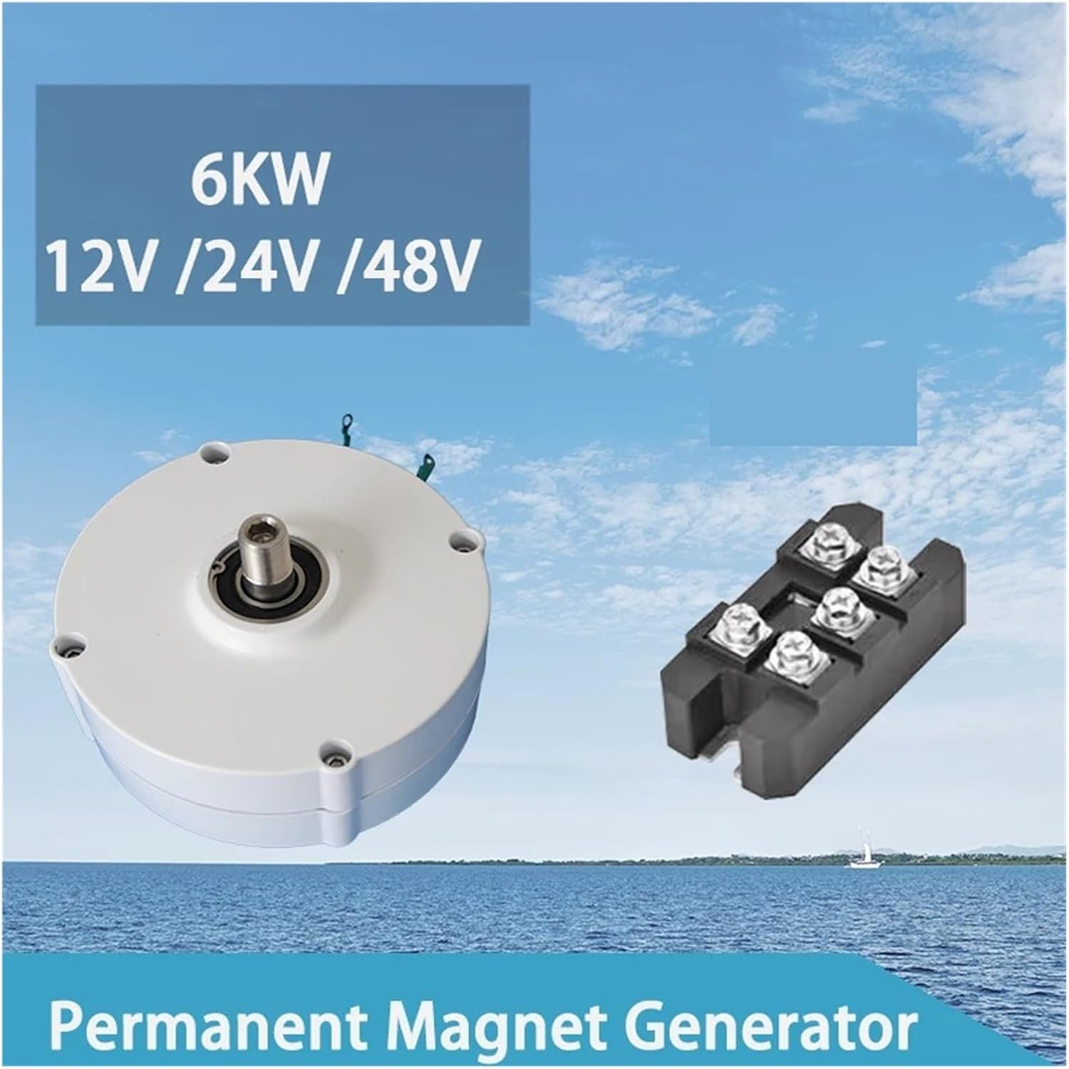 Low Speed Wind Turbine Generator 3000W 4000W 5000W 6000W 12V 24V 48V 3 Phase Magnet Generator AC Alt Penartors for Wind Turbine DIY Low Starting Speed for Home(Double Shaft,12V_6000W)