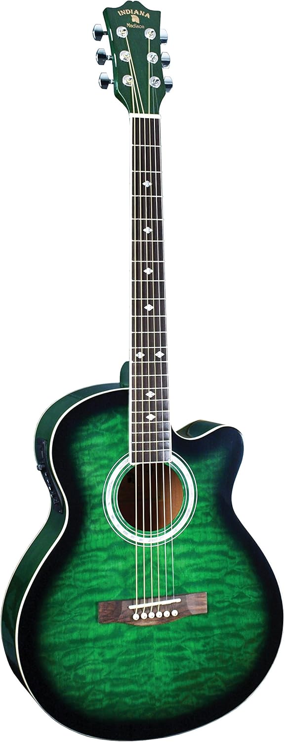 INDIANA Madison MAD-QTGR Acoustic-Electric Guitar - Green Sunburst