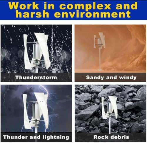 12000W Low Noise Vertical Wind Turbine Generator for Home, 12V/24V/48V/220V with Controller, Ideal for Garden Lighting, Courtyard Use, Eco-Friendly Energy Solution (White)