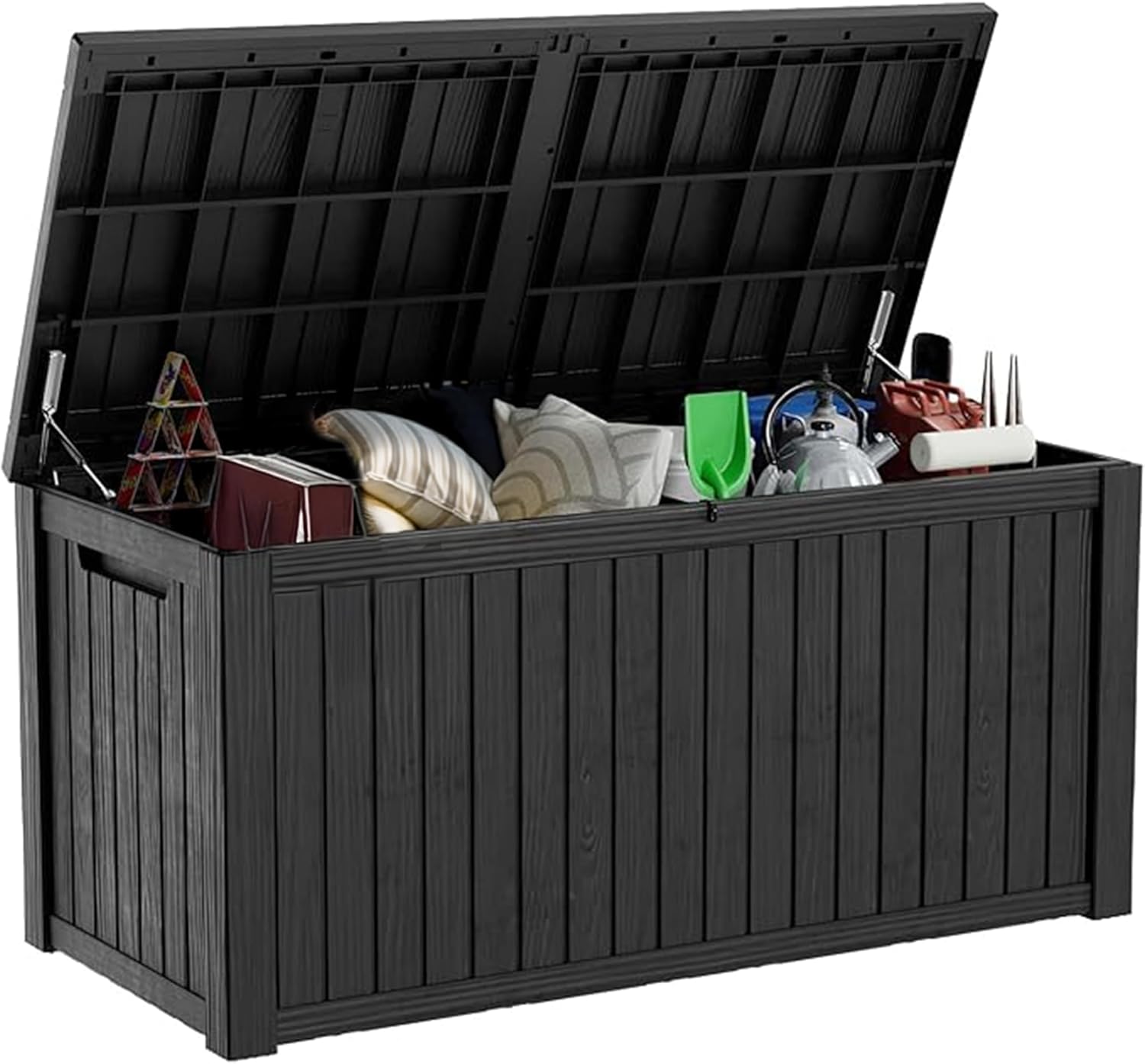 ROJIK Outdoor Storage Housing Deck Box-Waterproof Patio Furniture,Garden Tools,Cushions,Pool Accessories Storage Waterproof Resin Box with Capacity (230 Gal & Black)