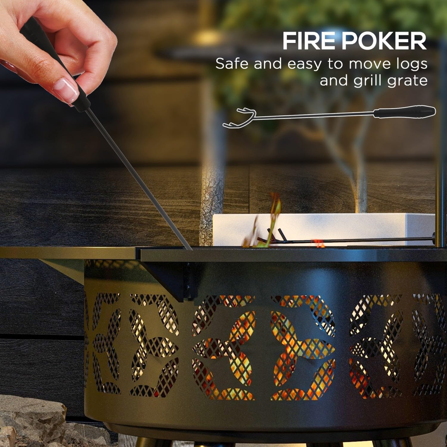 2-In-1 Fire Pit, BBQ Grill & Campfire Stove