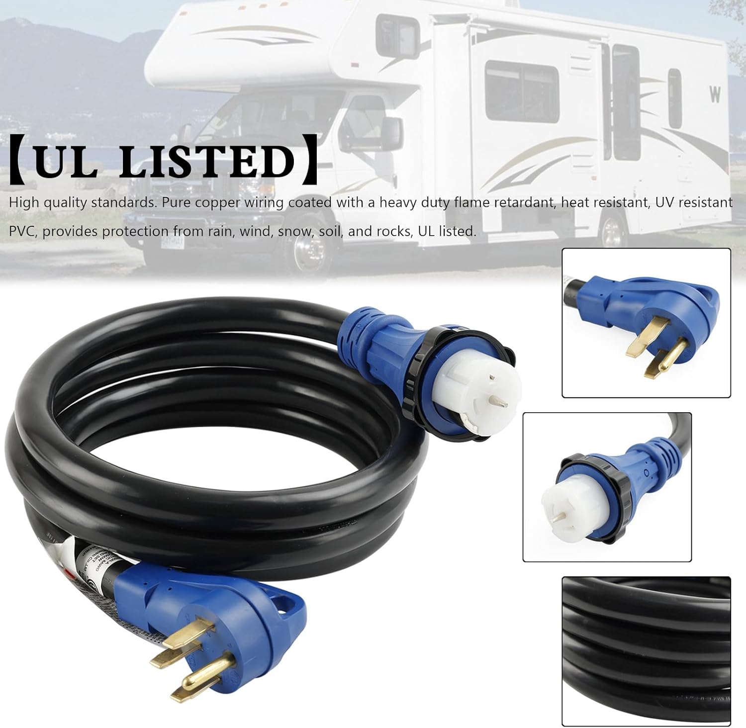 UL Listed 50 Amp 10 Ft RV/Generator Cord With Locking Connector For RV