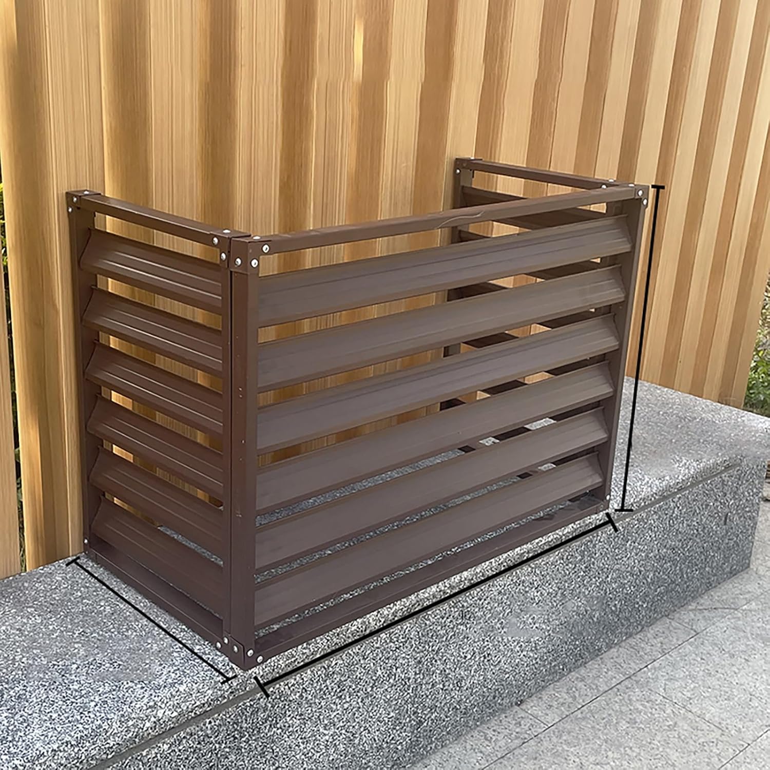 Outdoor Privacy Screen Air Conditioner Cover for Outside Units, Aluminum All Weather Protective Cover, Outdoor AC Unit Cover Trash Can Enclosure Free Standing Flower Stand Garden F