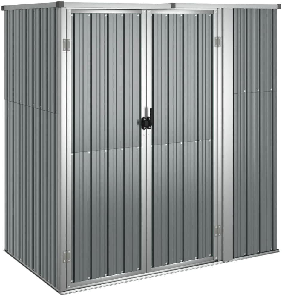 vidaXL Garden Tool Shed - Large, Gray Galvanized Steel and Metal Outdoor Storage House for Garden Tools and Equipment - 63.4