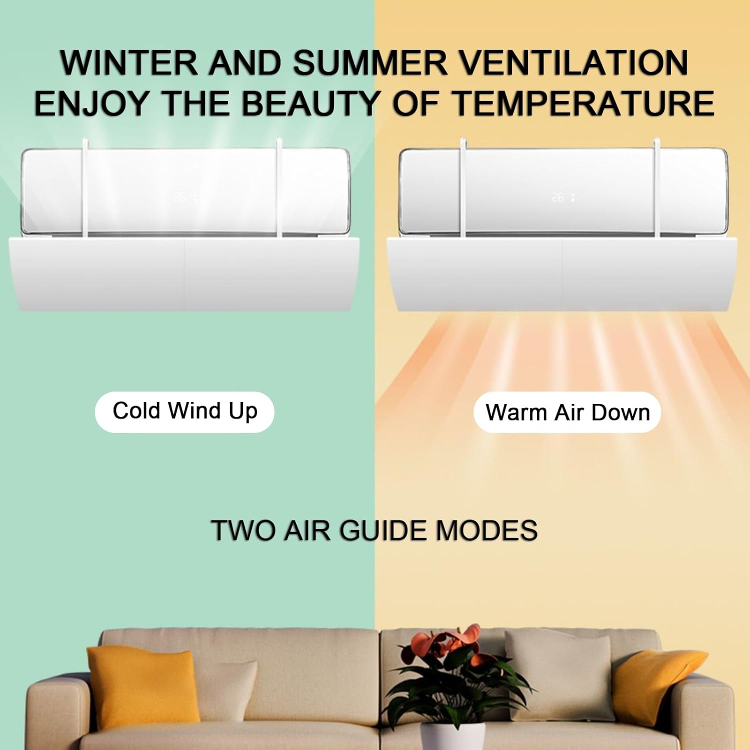 Air Conditioner Baffle Wind Deflector Angle Adjustable Air Conditioner Deflector Helps Cooling/Heating Air Circulation