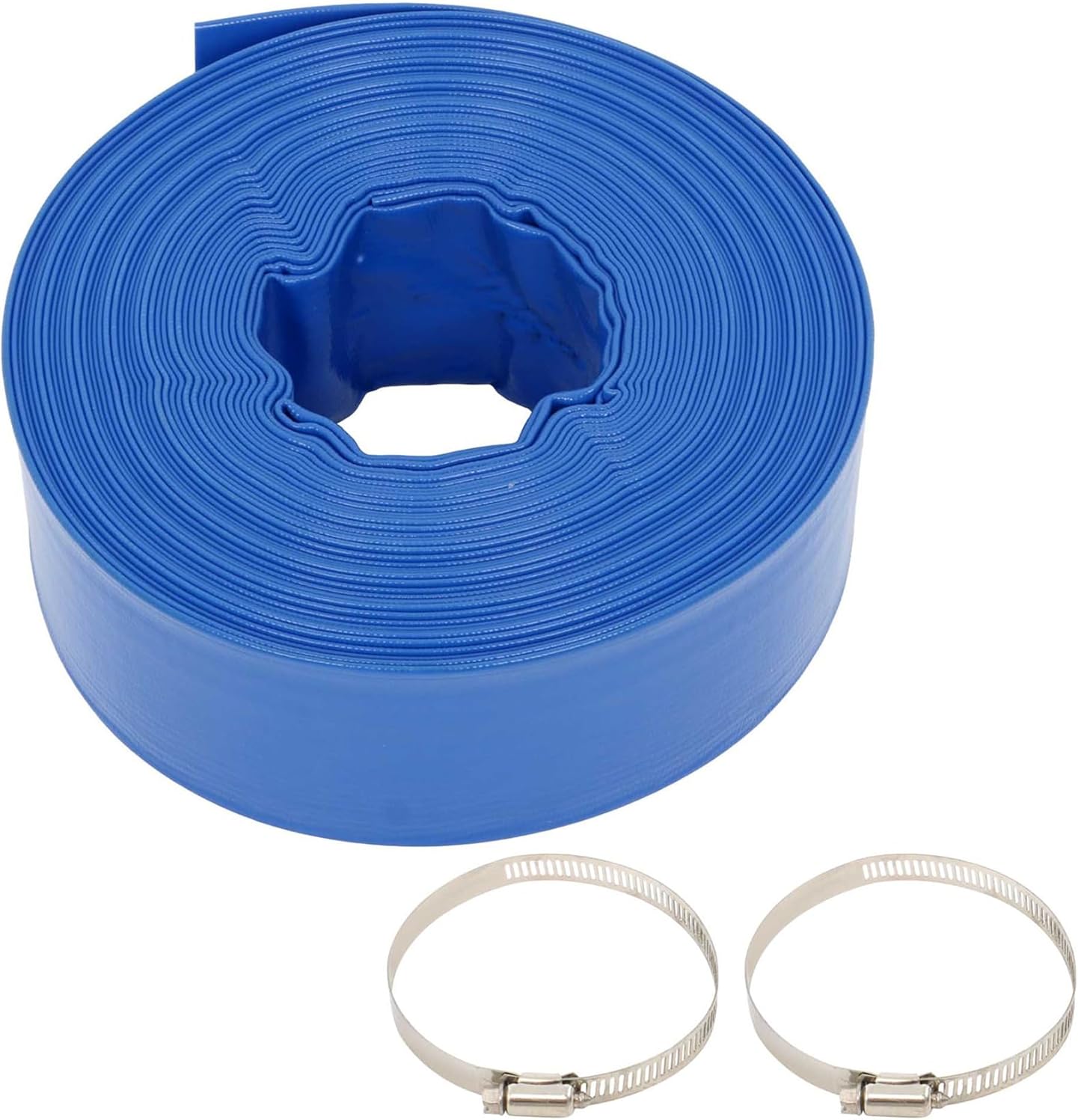 3 IN x 100FT Heavy-Duty PVC Swimming Pool Backwash Hose, Weatherproof Reinforced Discharge Hose with Clamps for Swimming Pools, Water Transfer,Pool Drain