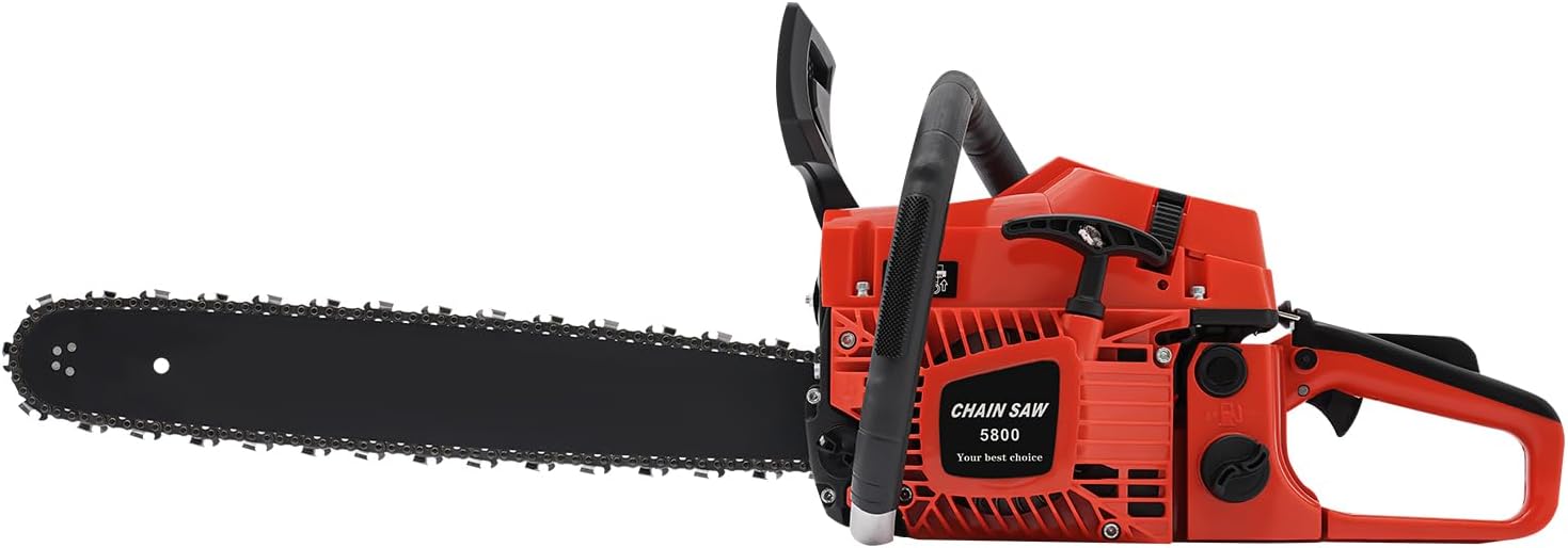 58CC Gas Chainsaw, 3.6HP 20 Inch Gas Powered Chainsaws with Tool Bag, 2-Stroke Handheld Engine Chainsaw for Forest, Wood, Garden and Farm Cutting Use
