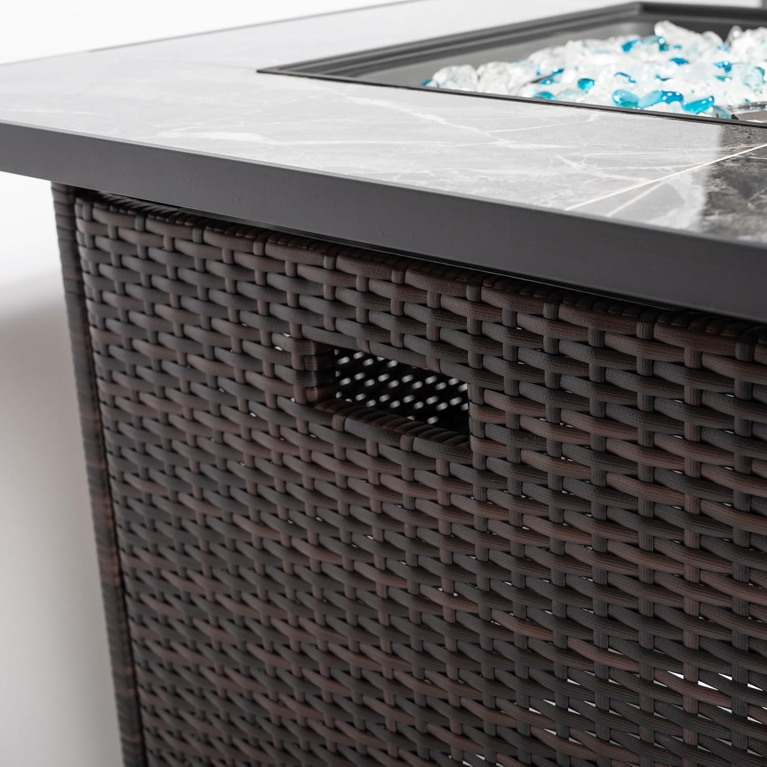 30 inch Outdoor fire Table with Propane Gas Belt Cover, fire Pit Table with Glass Stone and rain Cover, fire Pit Table