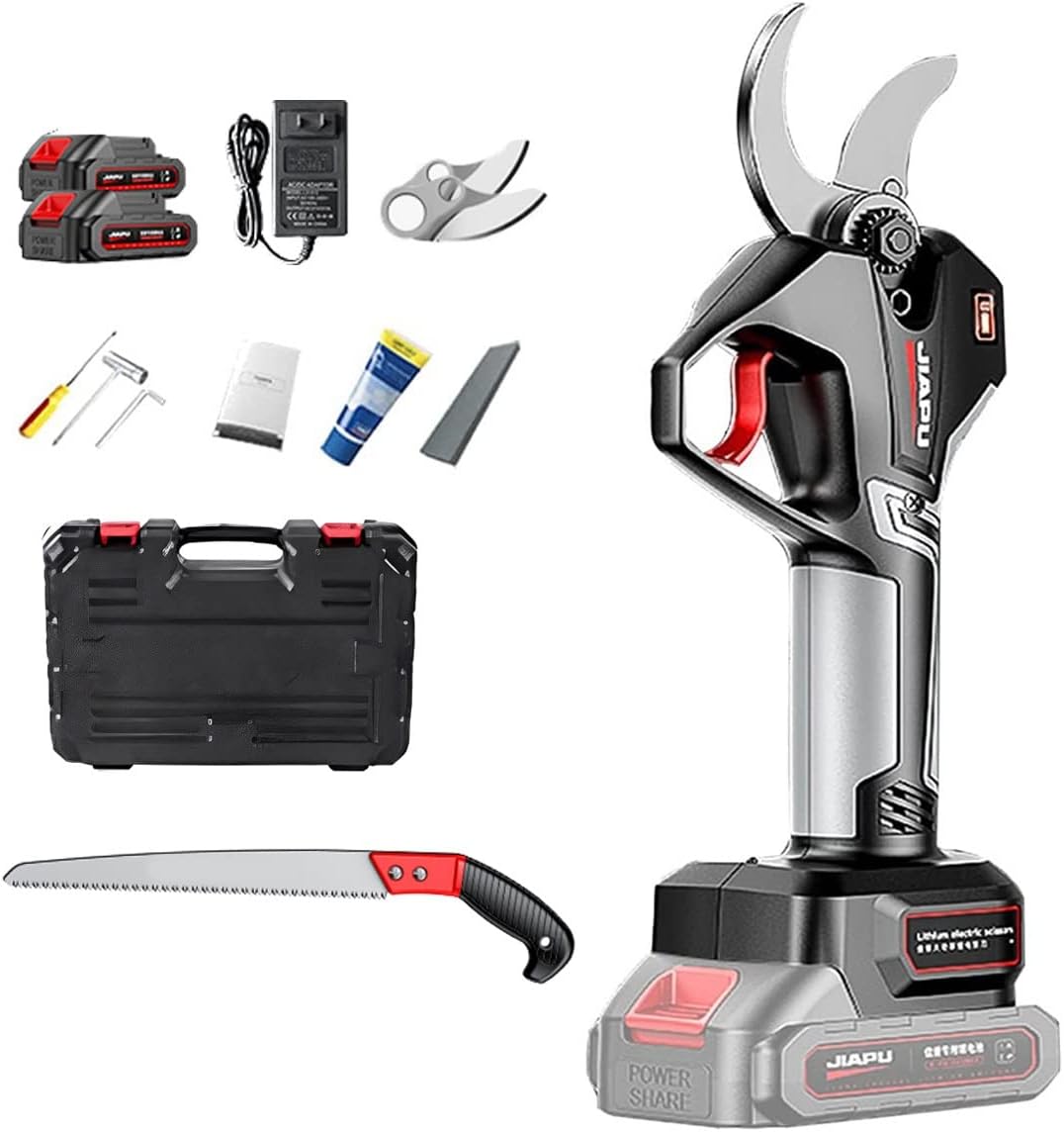 Electric Pruning Shears with 2pcs Backup Rechargeable Lithium Battery, Professional Cordless Battery Operated Pruners for Tree Trimming, 48mm Cutting Diameter, 6-8 Working Hours, Digital Display