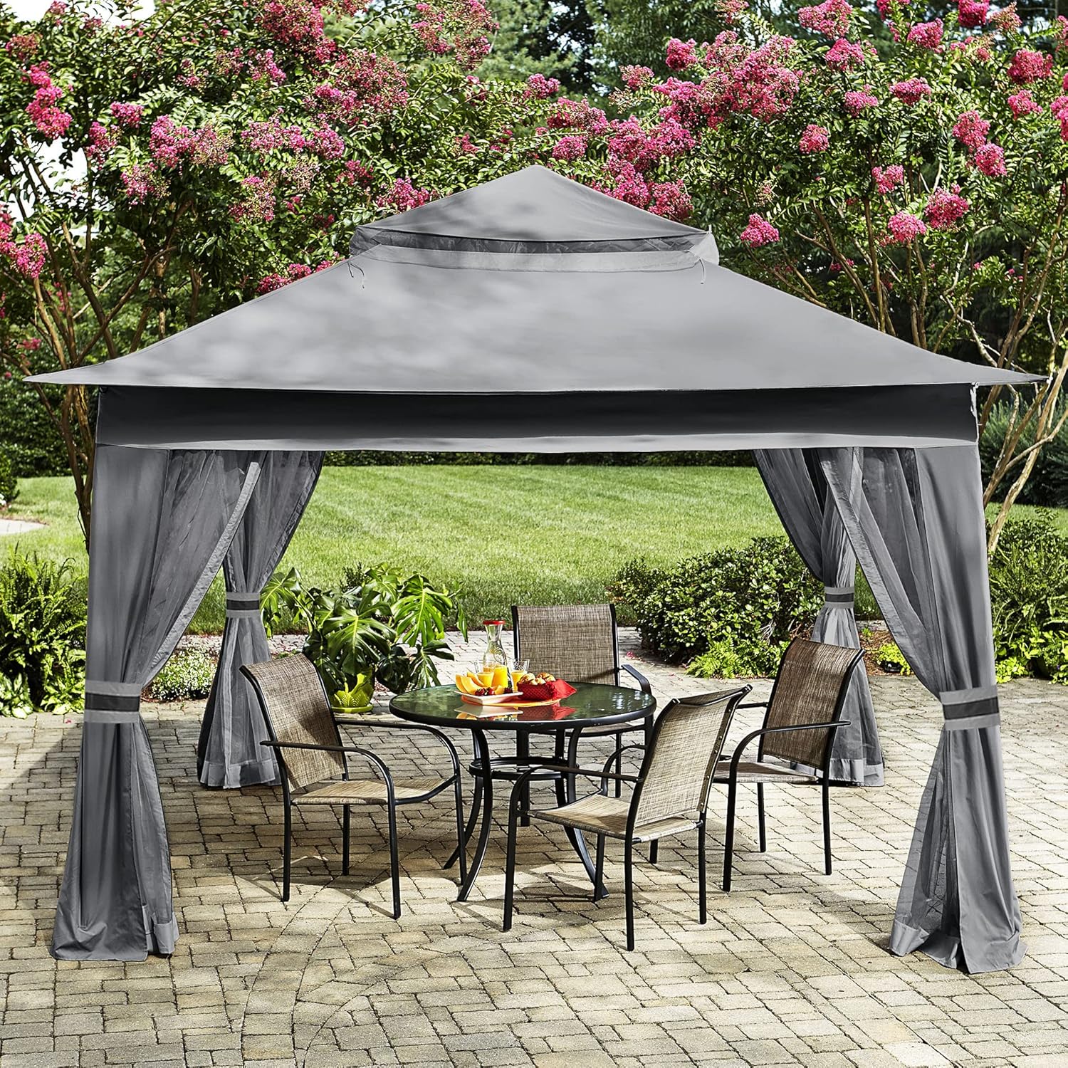 MASTERCANOPY Patio Gazebo Outdoor Pop Up Gazebo with Mesh Walls (13x13,Dark Gray)