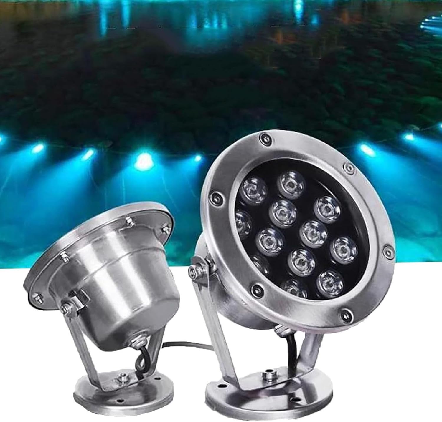 LED Swimming Pool Light, Submersible RGB Fountain Lamp, IP68 Waterproof Underwater Pond Lamp, 12V Low Voltage Adjustable Outdoor Landscape Light, for Aquarium Party(Green,36W)
