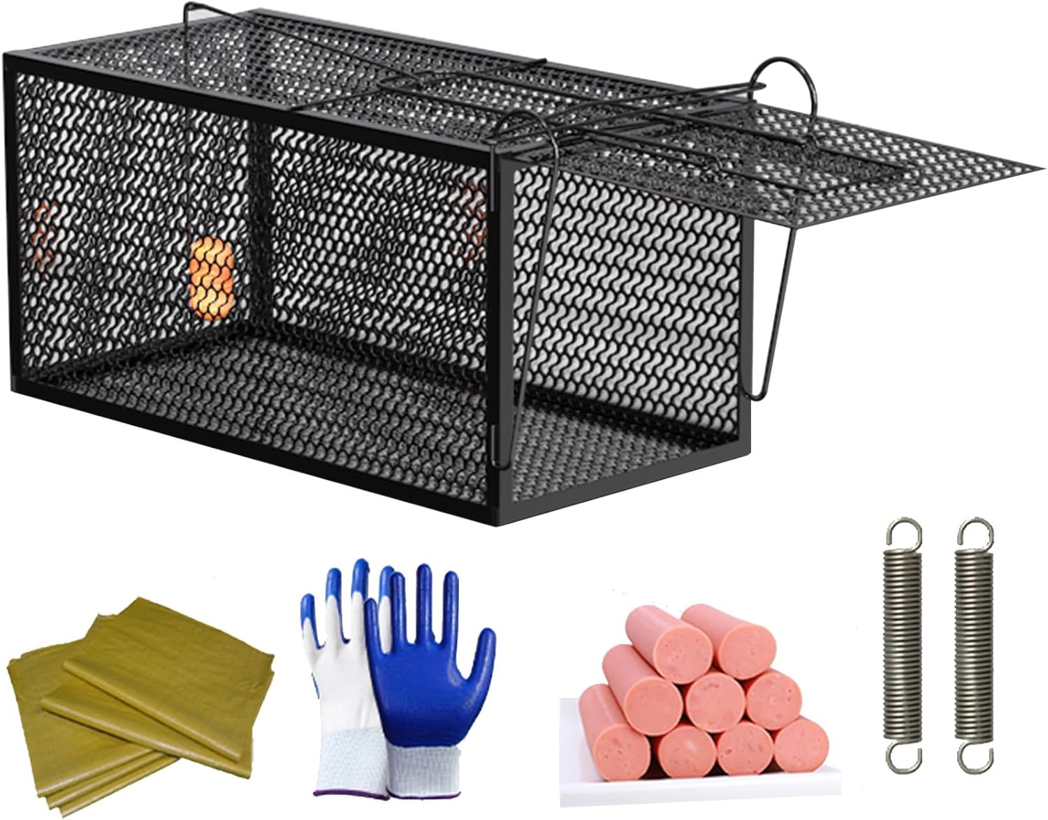 Live Animal Cage Trap Outdoor, Highly Sensitive Humane Live Feral Cat Trap Cage for Squirrel, Groundhog, Rabbits, Racoon(50 * 24 * 24cm)