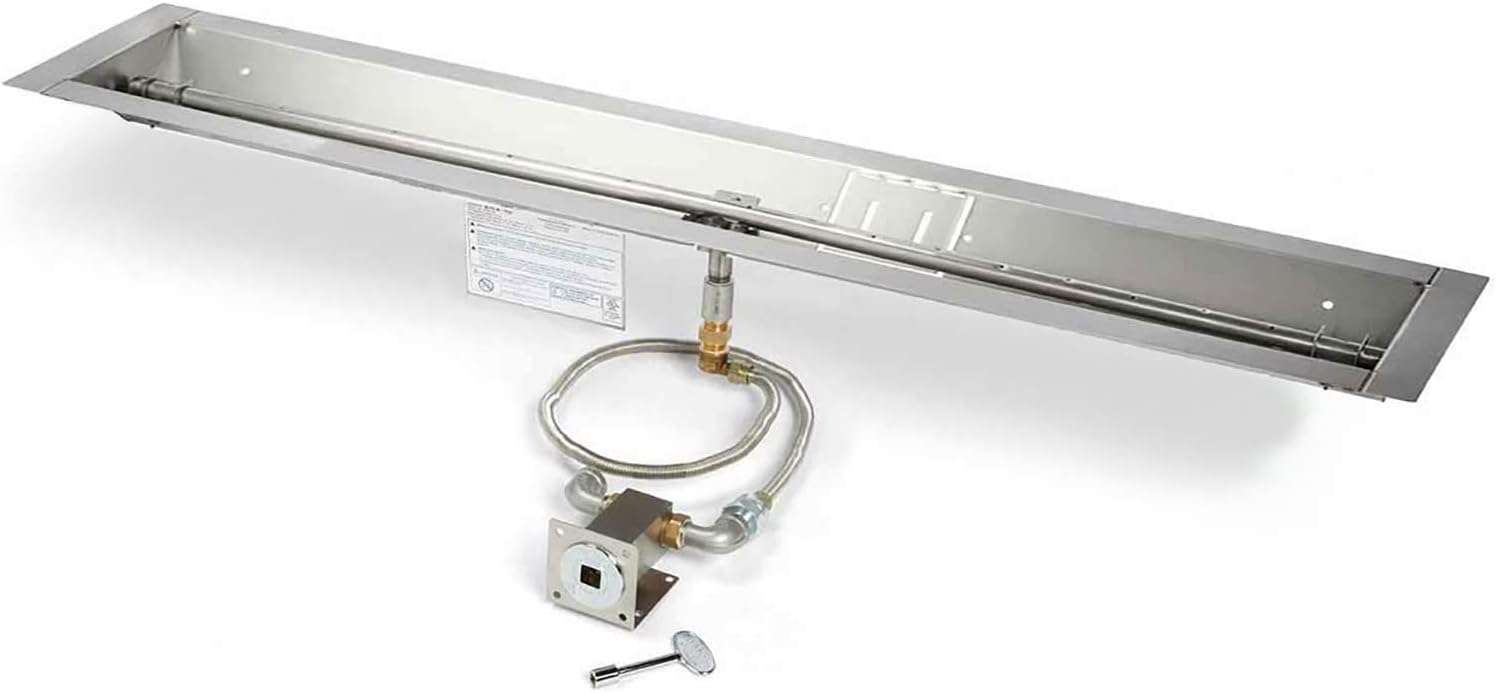 HPC Fire Rectangular Unfinished Gas Fire Pit Enclosure Kit with Match Lit Kit (U60X24-48MLFPKCEK-NG), 48-Inch Trough Pan, Natural Gas, 60x24-Inch