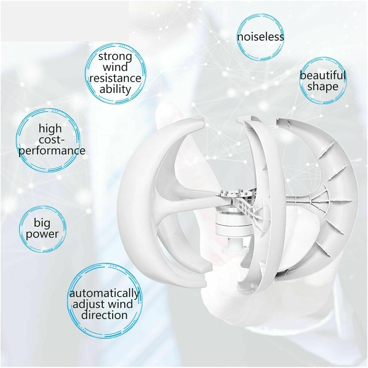 3000W Vertical Wind Turbine 12V 48V Vertical Axis Wind Generator Windmill with MPPT Charging Controller Low Starting Speed for Home(White,Charging CONROL_48V)