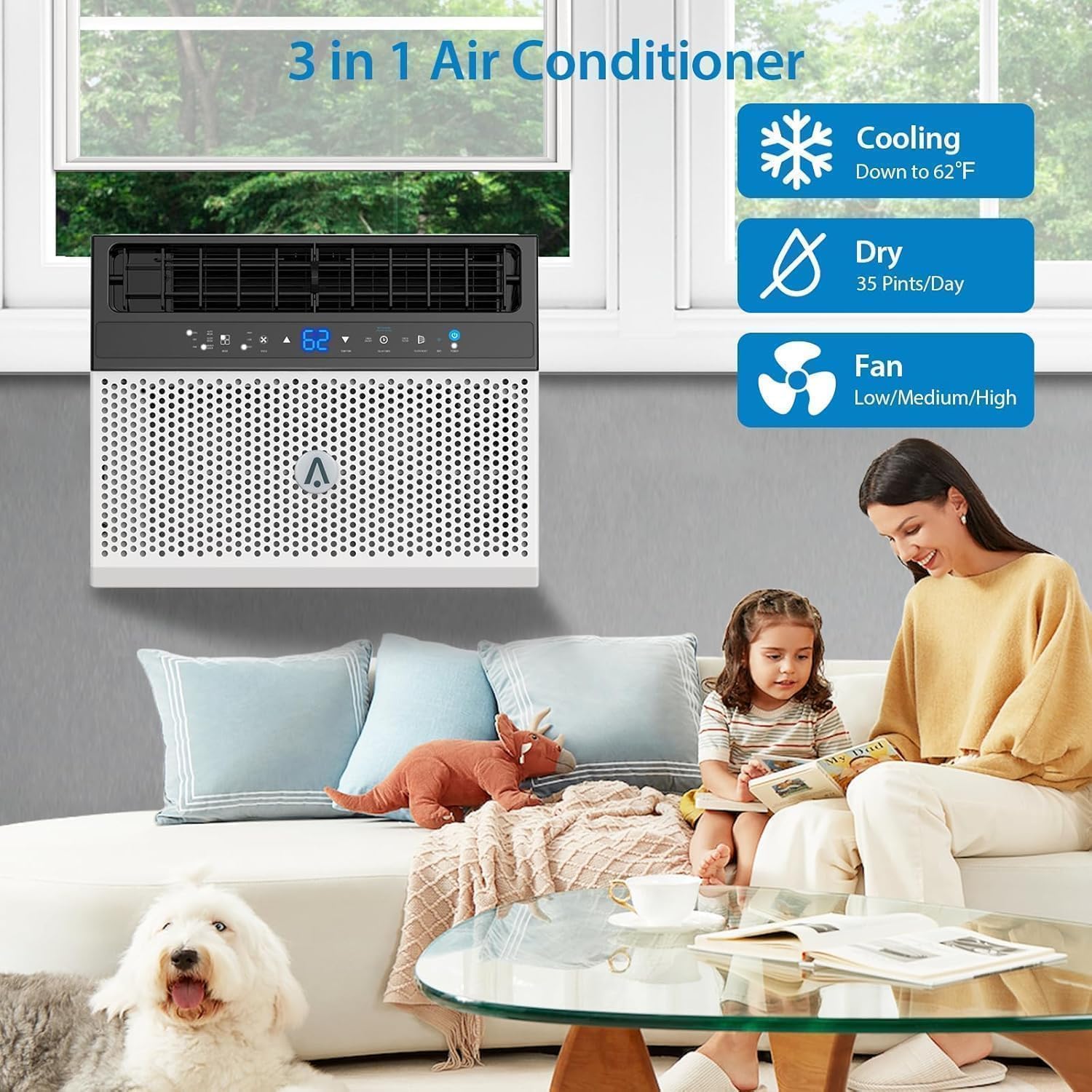 TrailBlaze 8000 BTU Portable Air Conditioner, 3 in 1 portable AC Remote Control up to 450 Sq. Ft, Floor Room AC Unit with Cool, Open Window Design,Air Cooler for Bedroom Office Home