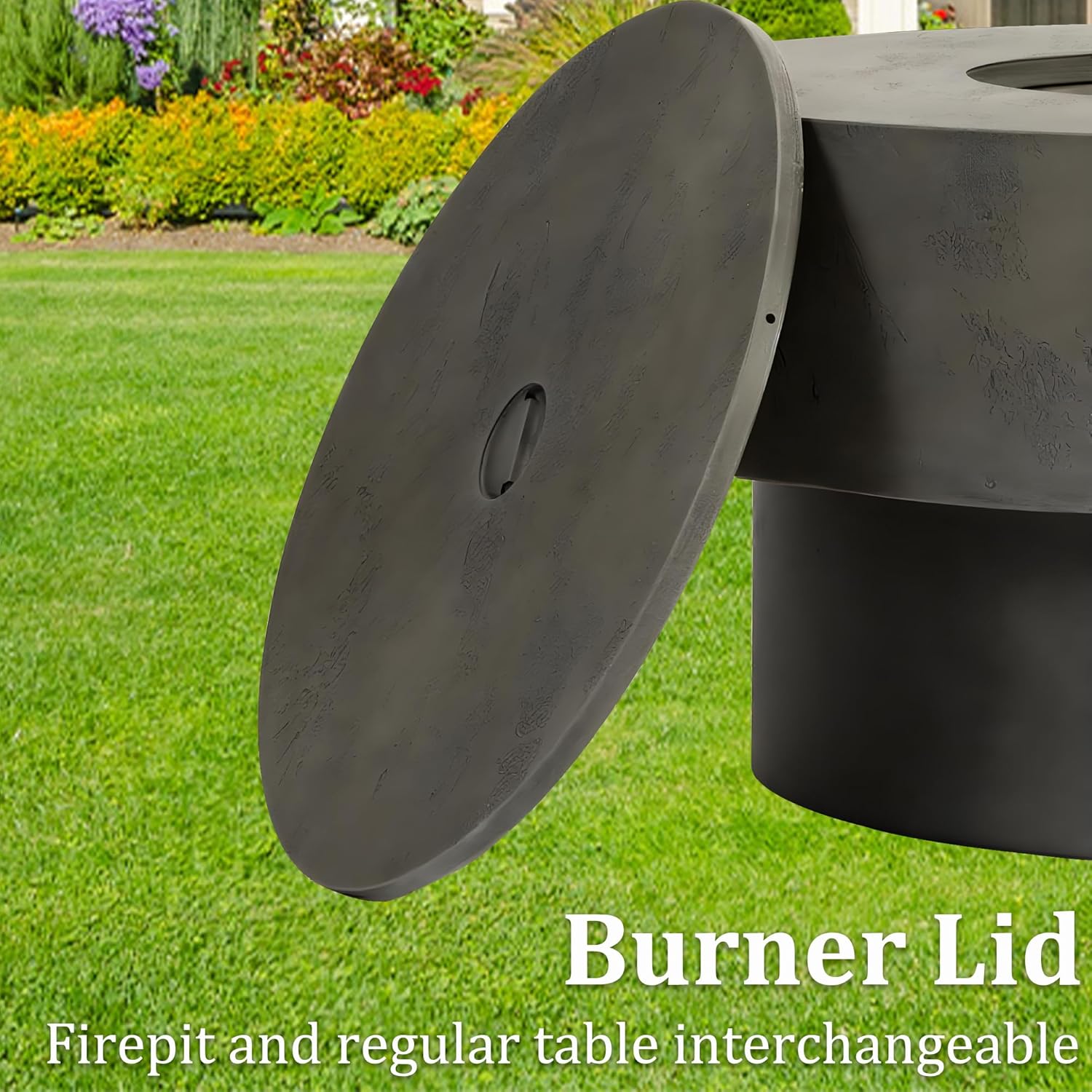 34-Inch Propane Fire Pit Table with Lid, 2-in-1 Patio Coffee Table, 50,000BTU Outdoor Gas Fire Pit Table with Burner Lid, Glass Rocks & Cover for Patio Deck Garden