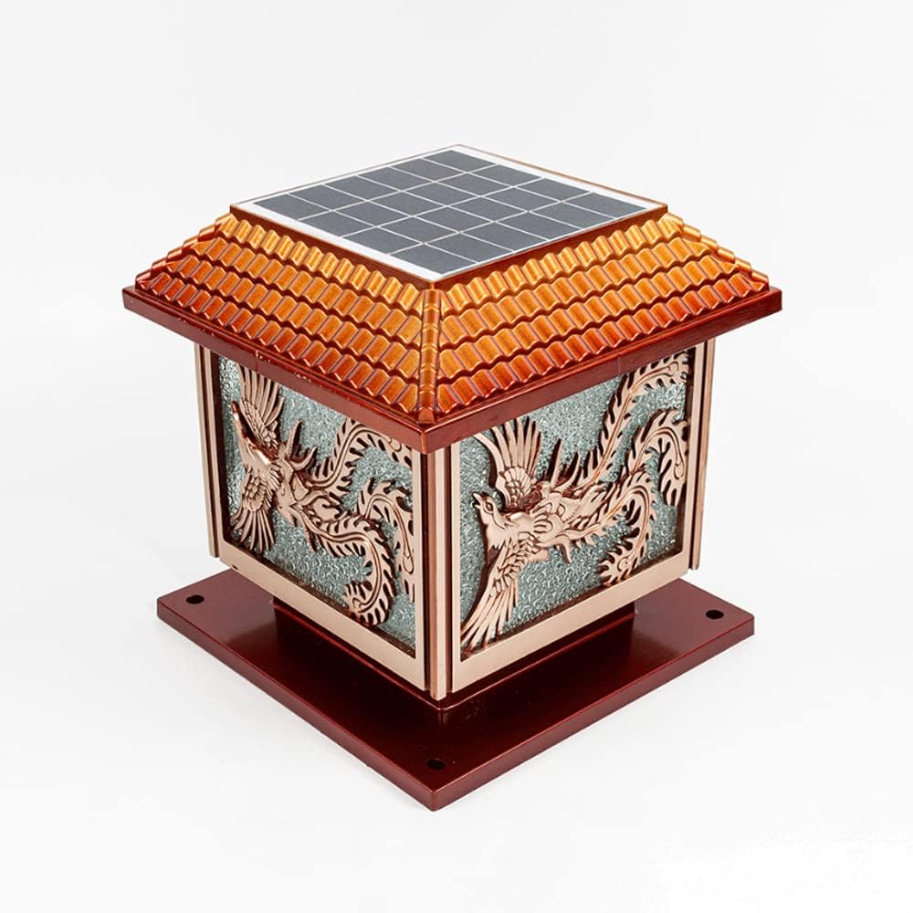 Creative Personality Aluminum Square Column Light Solar LED Pillar Lamp Outdoor Waterproof Post Light Glass Lampshade Villa Garden Decorative Lighting Fixtures