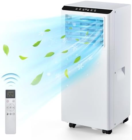 8,000 BTU Portable Air Conditioner with Remote Control - Cools Rooms Up to 350 Sq.Ft, 3 in-1 (AC/Dehumidifier/Fan), 24-Hour Timer, 52dB, Easy Install Window Kit for Bedroom, Office, Dorm, Living Room