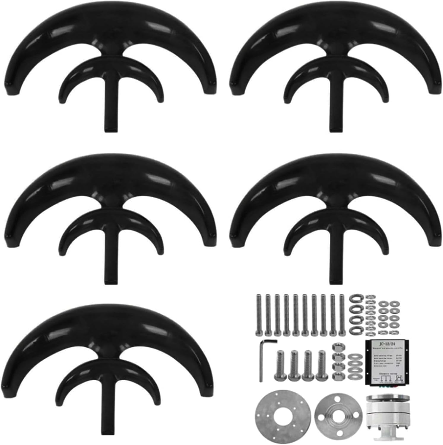 3000W Wind Turbine, 5-Blade Wind-Solar Hybrid Power Generation System, Three-Phase AC Permanent Magnet Generator with Controller
