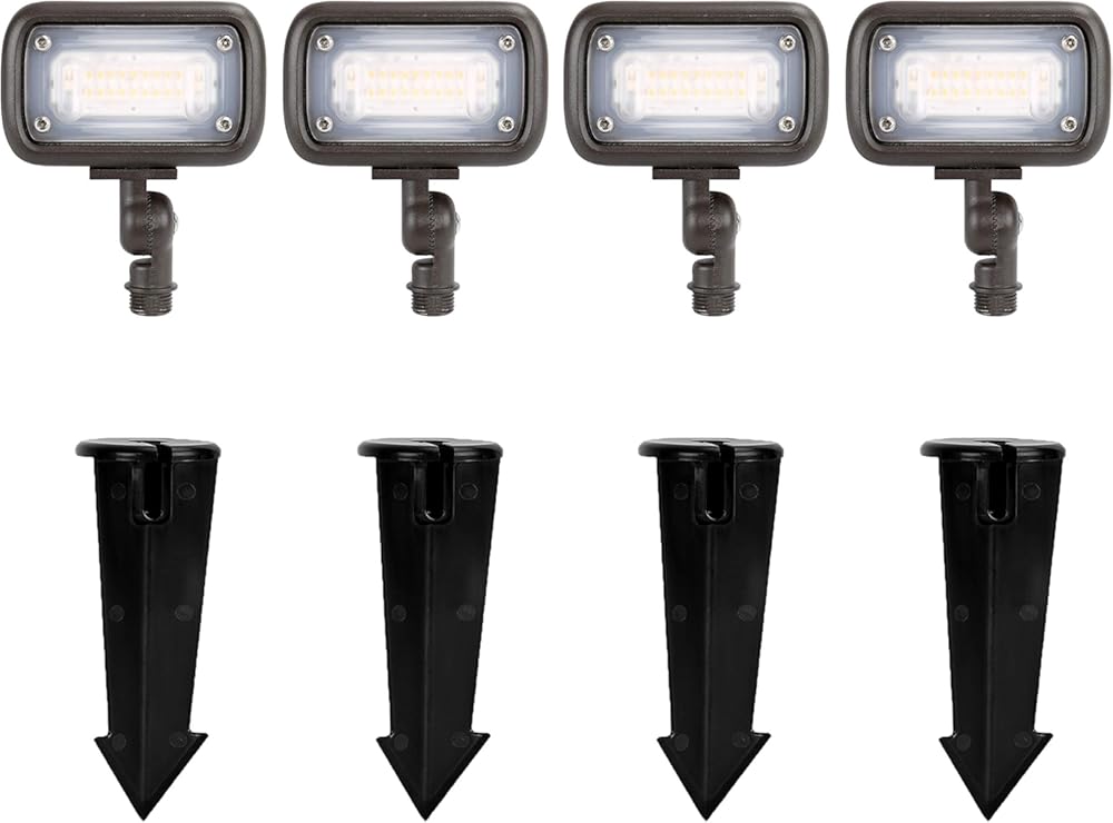 GKOLED 7W Low Voltage Landscape Lights with Solid Composite Ground Posts